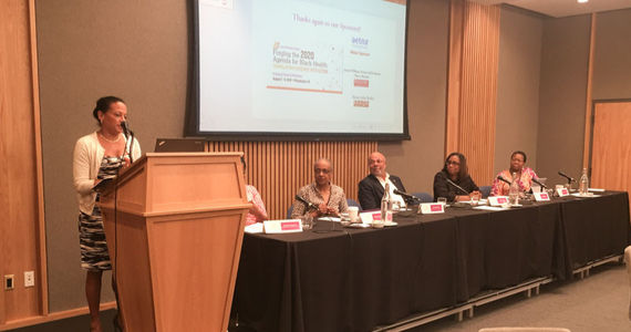 Goler Blount addresses attendees at the Council on Black Health conference.